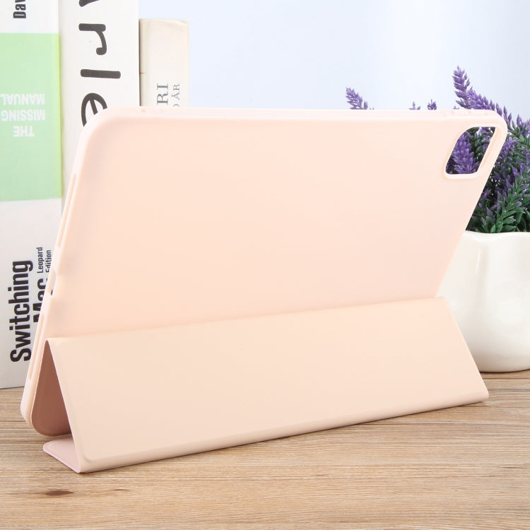 For iPad Air 13 2026 / 2025 / 2024 GEBEI 3-folding Holder Shockproof Flip Leather Tablet Case(Pink)