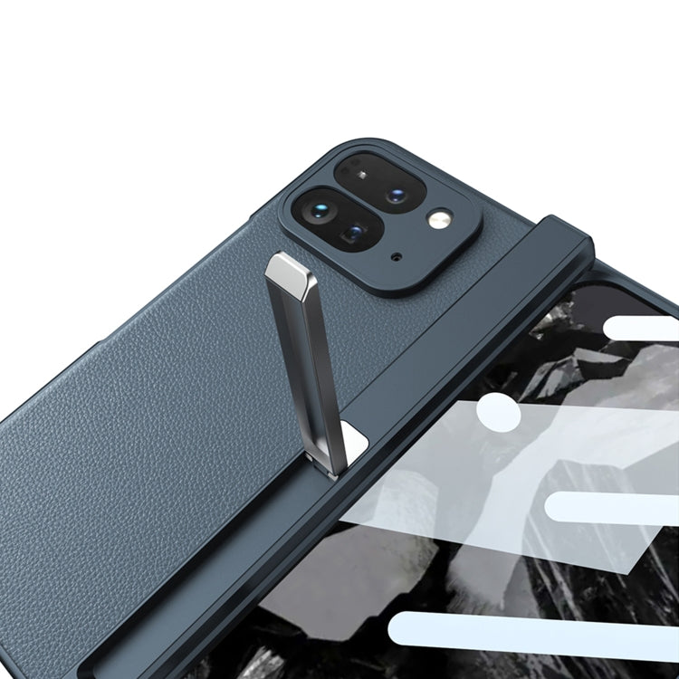 Pour l'étui de téléphone en cuir avec support intégré GKK pour Google Pixel 9 Pro Fold (Noir Fibre de Carbone)