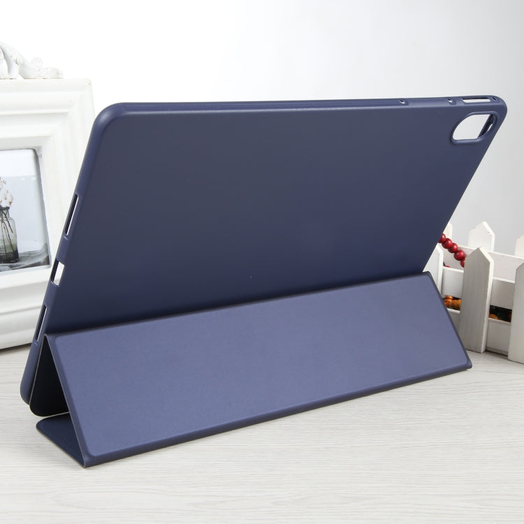 For Huawei MatePad SE 11 GEBEI 3-folding Holder Shockproof Flip Leather Tablet Case(Dark Blue)