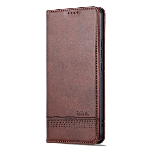 Pour Xiaomi Redmi K60 Ultra/Mi 13T/13T Pro AZNS Étui portefeuille en cuir magnétique à texture de veau (marron foncé)