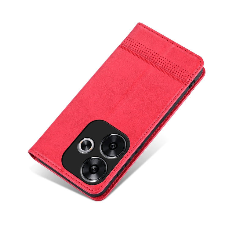 For Xiaomi Redmi Turbo 3 AZNS Magnetic Calf Texture Flip Leather Phone Case(Red)