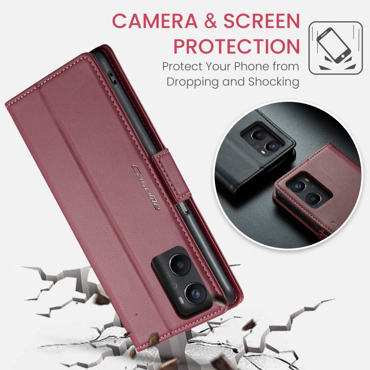 For Realme 9i 4G CaseMe 023 Butterfly Buckle Litchi Texture RFID Anti-theft Leather Phone Case(Wine Red)