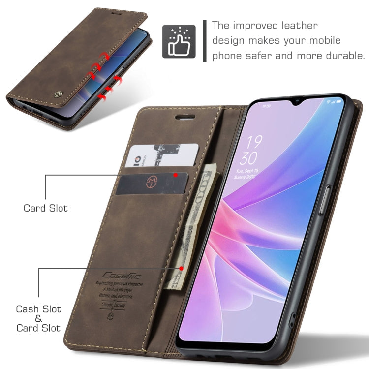 For OPPO A78 5G Global / A1X 5G CaseMe 013 Multifunctional Horizontal Flip Leather Phone Case(Coffee)