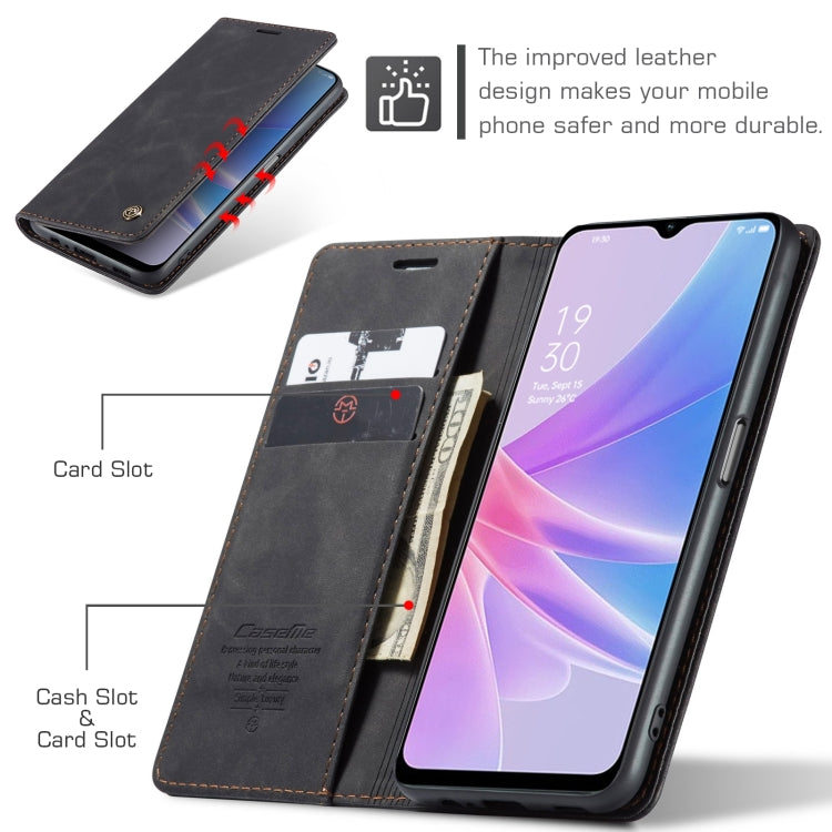 Pour OPPO A58 5G / A58X 5G Coque de téléphone en cuir à rabat horizontal multifonctionnel CaseMe 013 (noir)