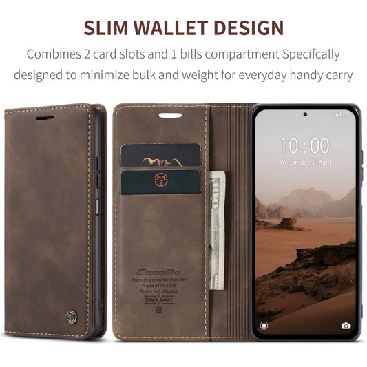 Pour Xiaomi Redmi Note 13 5G Étui en cuir multifonctionnel à rabat horizontal CaseMe 013 (Café)