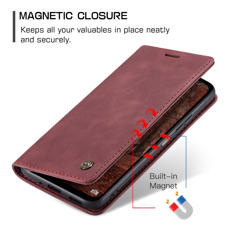 Pour Xiaomi Redmi Note 13 5G Étui de téléphone en cuir à rabat horizontal multifonctionnel CaseMe 013 (Rouge vin)