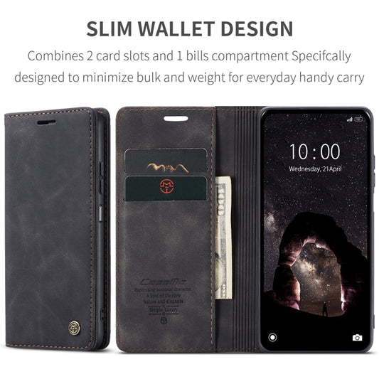 Pour Xiaomi Redmi Note 13 5G Étui en cuir à rabat horizontal multifonctionnel CaseMe 013 (Noir)