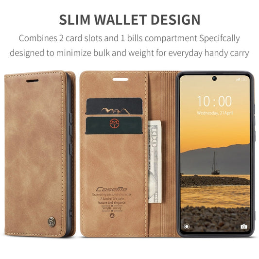 Pour Xiaomi Redmi Note 13 Pro 5G Étui de téléphone en cuir à rabat horizontal multifonctionnel CaseMe 013 (marron)