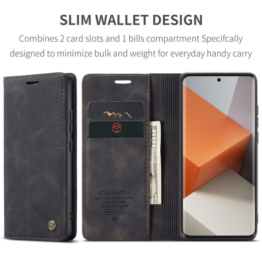 Pour Xiaomi Redmi Note 13 Pro+ Étui de téléphone en cuir à rabat horizontal multifonctionnel CaseMe 013 (noir)