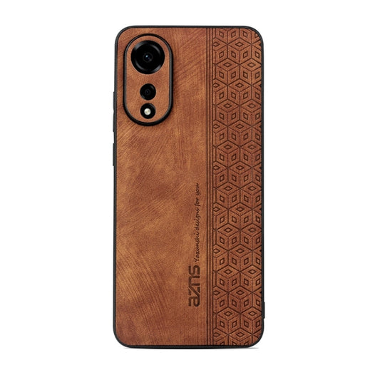 For OPPO A78 4G AZNS 3D Embossed Skin Feel Phone Case(Brown)