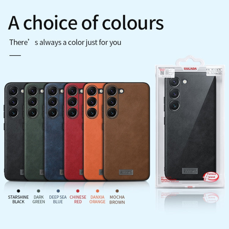 For Samsung Galaxy S23+ 5G SULADA Shockproof TPU Hybrid Handmade Leather Phone Case(Green)
