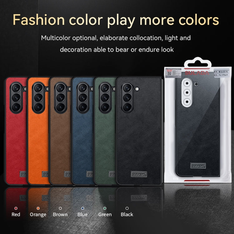For Samsung Galaxy Z Fold6 SULADA Shockproof TPU + Handmade Leather Phone Case(Red)