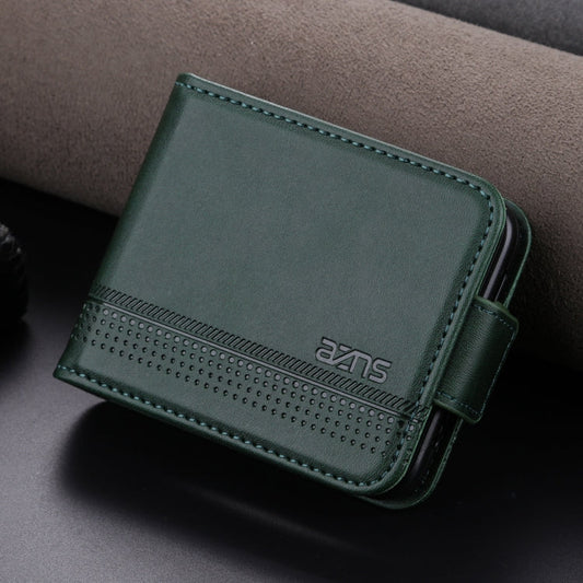 For Samsung Galaxy Z Flip7 FE / Flip6 AZNS Magnetic Calf Texture Flip Leather Phone Case(Dark Green)