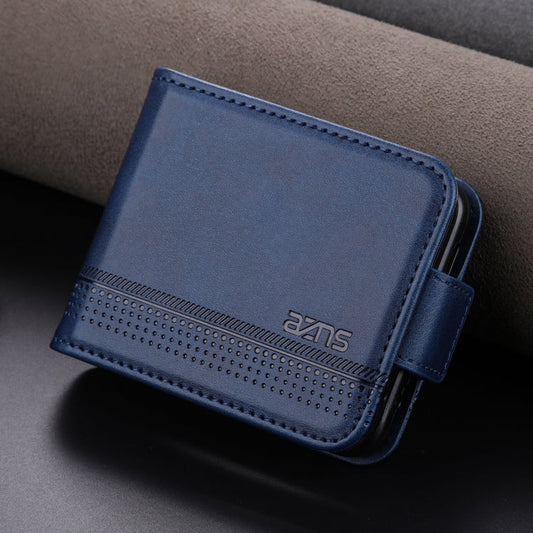 For Samsung Galaxy Z Flip7 FE / Flip6 AZNS Magnetic Calf Texture Flip Leather Phone Case(Dark Blue)