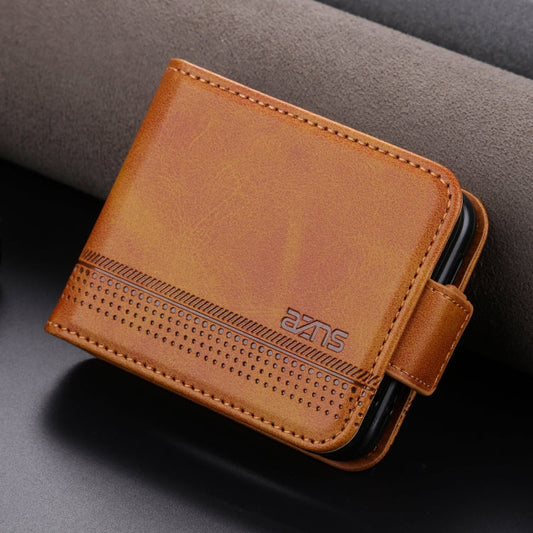 For Samsung Galaxy Z Flip7 FE / Flip6 AZNS Magnetic Calf Texture Flip Leather Phone Case(Light Brown)