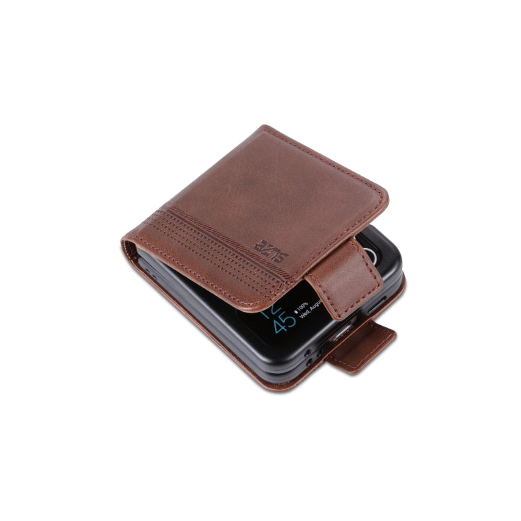 For Samsung Galaxy Z Flip7 FE / Flip6 AZNS Magnetic Calf Texture Flip Leather Phone Case(Dark Brown)