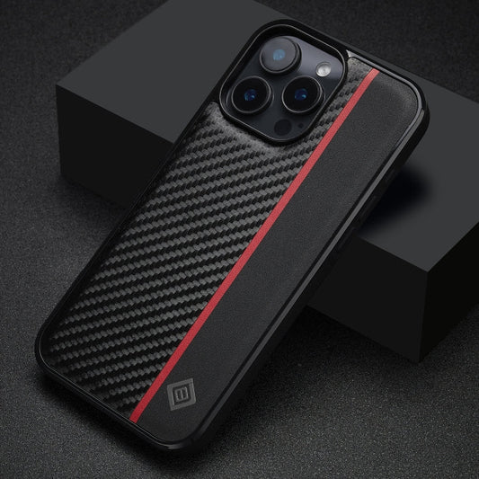 For iPhone 16 Pro Max LC.IMEEKE 3 in 1 Carbon Fiber Texture Shockproof Phone Case(Black)