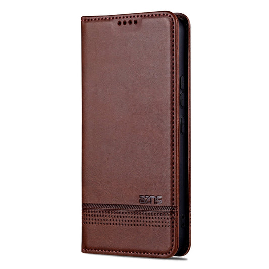 For Samsung Galaxy A55 5G AZNS Magnetic Calf Texture Flip Leather Phone Case(Dark Brown)