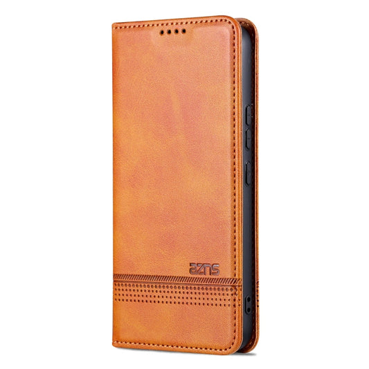 For Samsung Galaxy A35 5G AZNS Magnetic Calf Texture Flip Leather Phone Case(Light Brown)