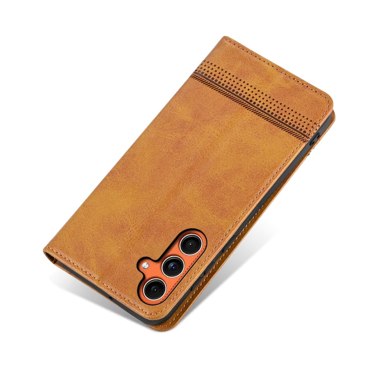 For Samsung Galaxy C55/M55 AZNS Magnetic Calf Texture Flip Leather Phone Case(Light Brown)