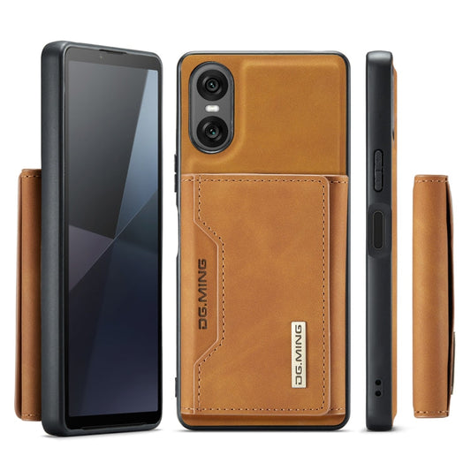 For Sony Xperia 10 VI DG.MING M2 Series 3-Fold Multi Card Bag + Magnetic Phone Case(Brown)