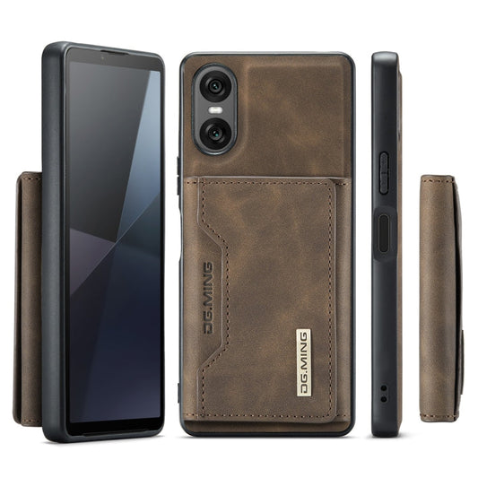 For Sony Xperia 10 VI DG.MING M2 Series 3-Fold Multi Card Bag + Magnetic Phone Case(Coffee)