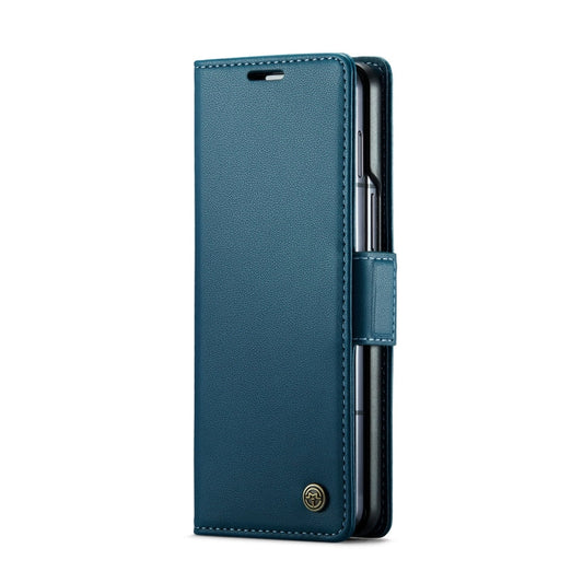 For Samsung Galaxy Z Fold6 5G CaseMe 023 Butterfly Buckle Litchi Texture RFID Anti-theft Leather Phone Case(Blue)