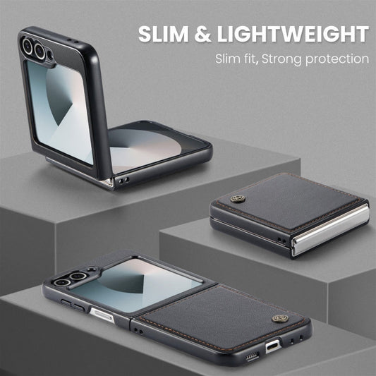 For Samsung Galaxy Z Flip6 / Flip7 FE CaseMe 023 Butterfly Buckle Litchi Texture RFID Anti-theft Leather Phone Case(Black)
