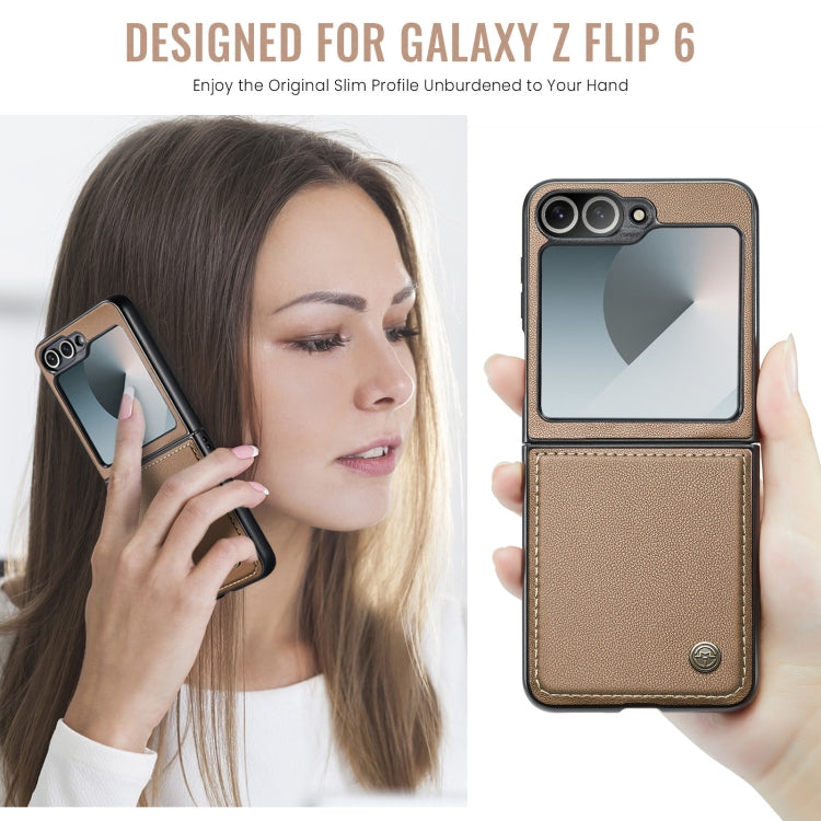 For Samsung Galaxy Z Flip6 / Flip7 FE CaseMe 023 Butterfly Buckle Litchi Texture RFID Anti-theft Leather Phone Case(Brown)