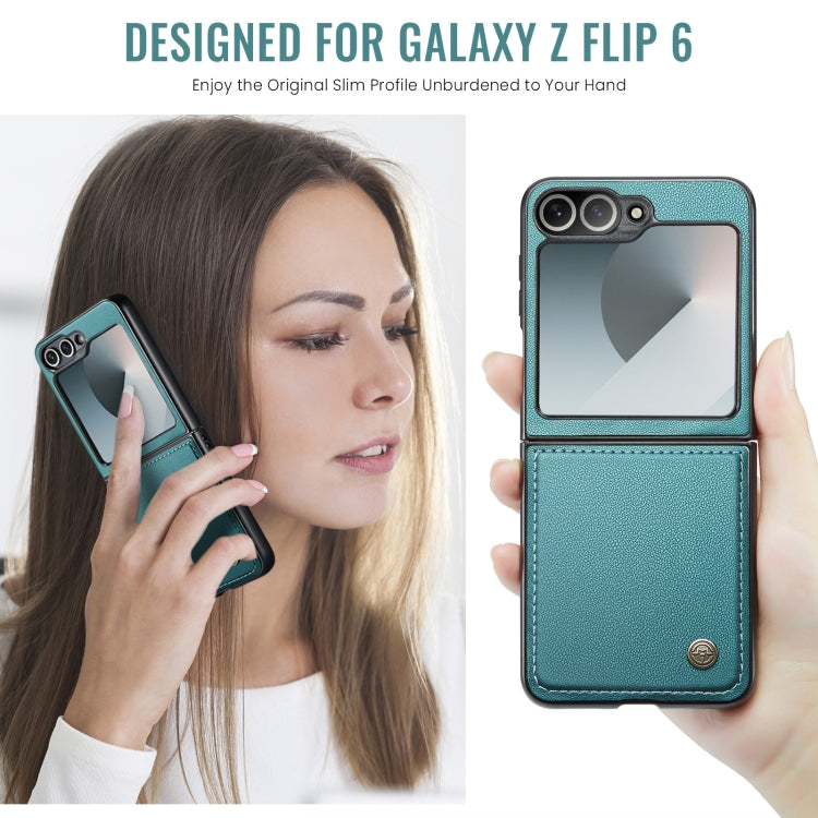 For Samsung Galaxy Z Flip6 / Flip7 FE CaseMe 023 Butterfly Buckle Litchi Texture RFID Anti-theft Leather Phone Case(Pearly Blue)
