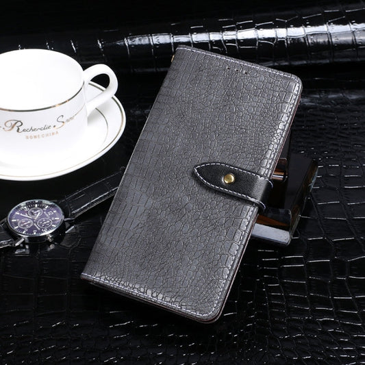 Pour Xiaomi Redmi Note 13 4G Global idewei Étui de téléphone en cuir texture crocodile (gris)