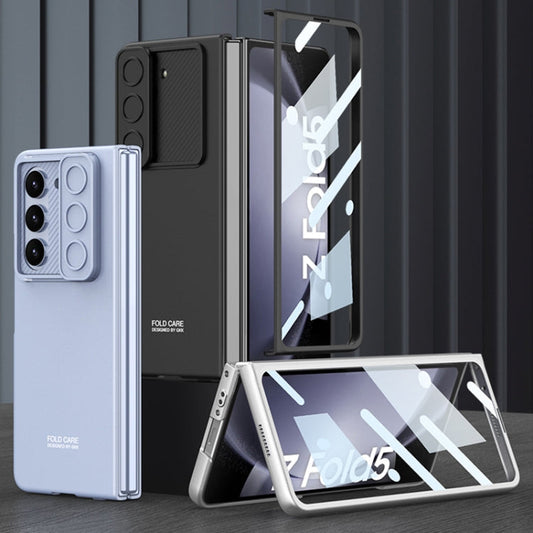 For Samsung Galaxy Z Fold5 GKK Integrated Ultra-thin Sliding Camshield Flip Phone Case(Silver)