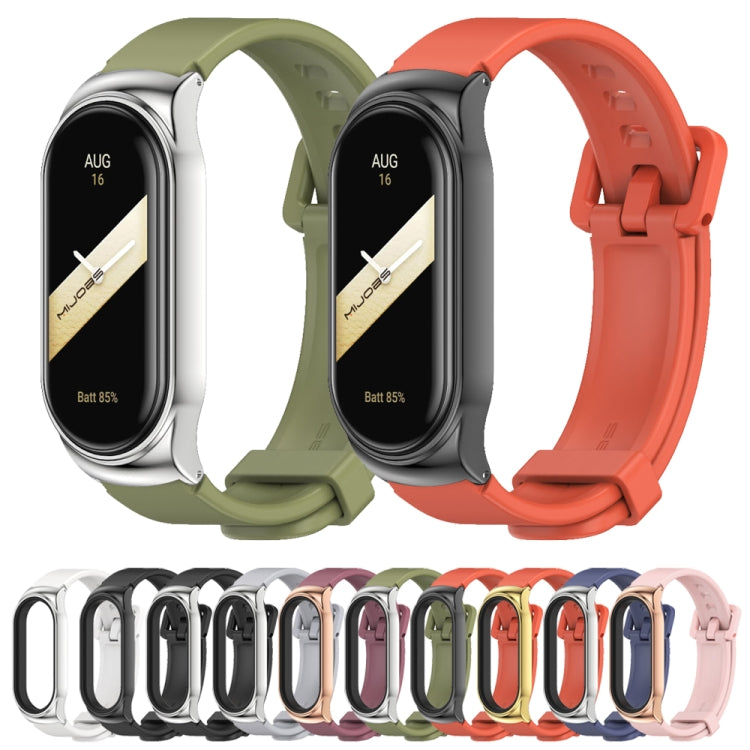 For Xiaomi Mi Band 8 / 9 Mijobs CS Case Silicone Watch Band(Wine Red Rose Gold)