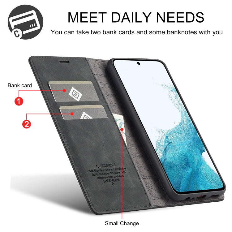 For Samsung Galaxy A15 5G / 15 4G LC.IMEEKE Strong Magnetism Microfiber Leather Phone Case(Black)