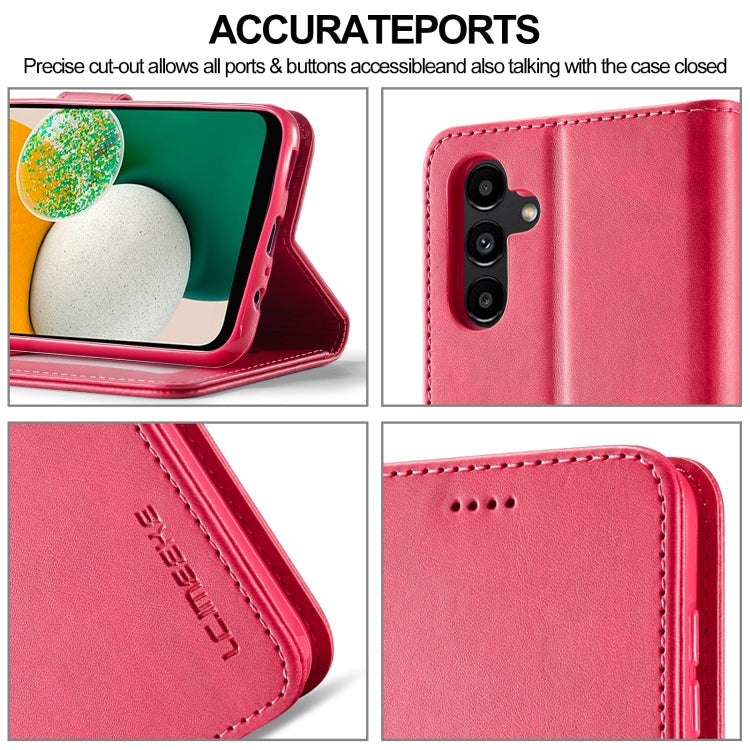 Pour Samsung Galaxy A15 5G LC.IMEEKE Étui de téléphone en cuir texturé veau (Rouge)