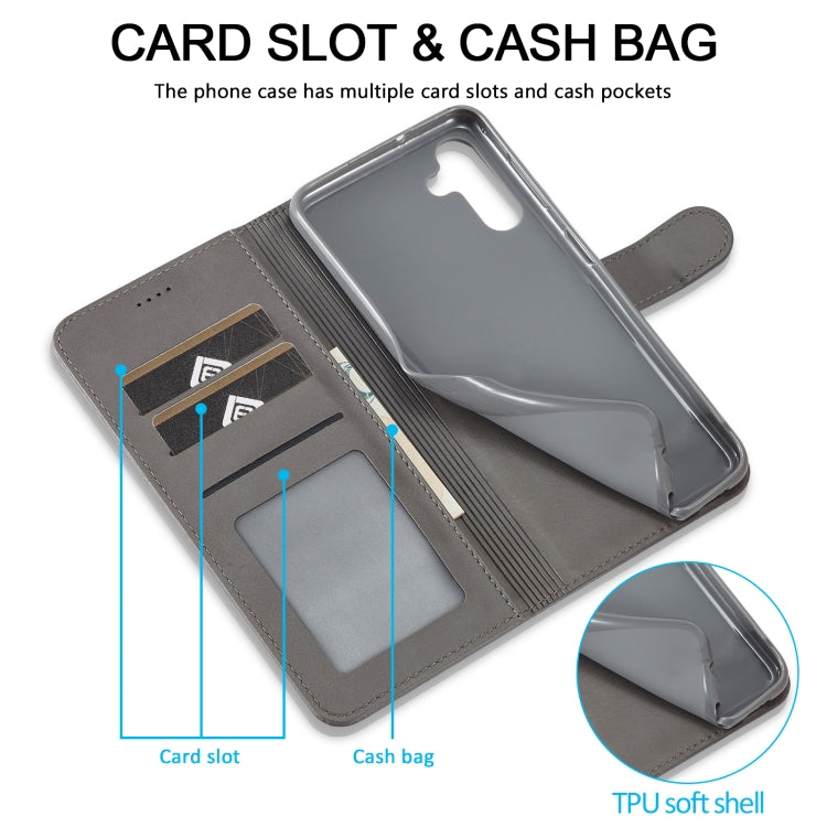 For Samsung Galaxy A55 5G LC.IMEEKE Calf Texture Leather Phone Case(Grey)