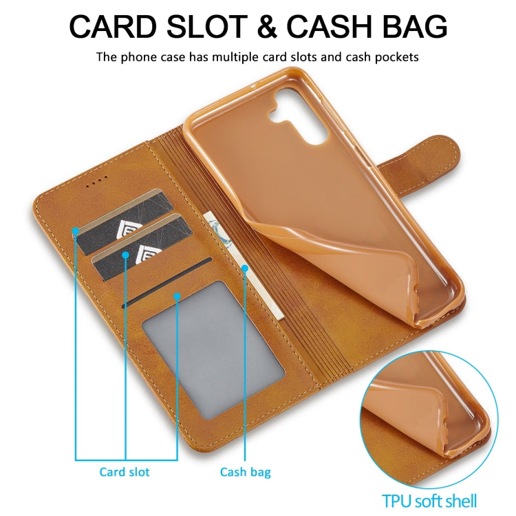 For Samsung Galaxy A55 5G LC.IMEEKE Calf Texture Leather Phone Case(Brown)