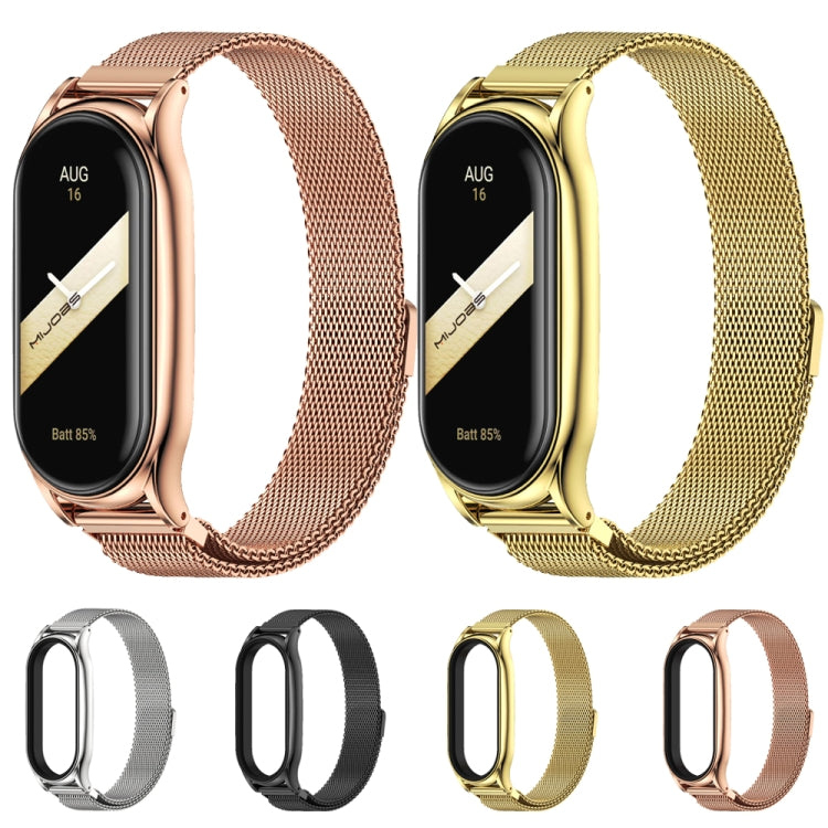 For Xiaomi Mi Band 8 / 9 Mijobs Plus Case Milan Magnetic Stainless Steel Watch Band(Black)