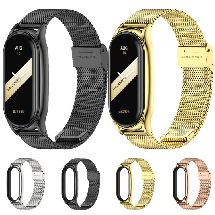For Xiaomi Mi Band 8 / 9 Mijobs Plus Case Milan Buckle Metal Watch Band(Gold)