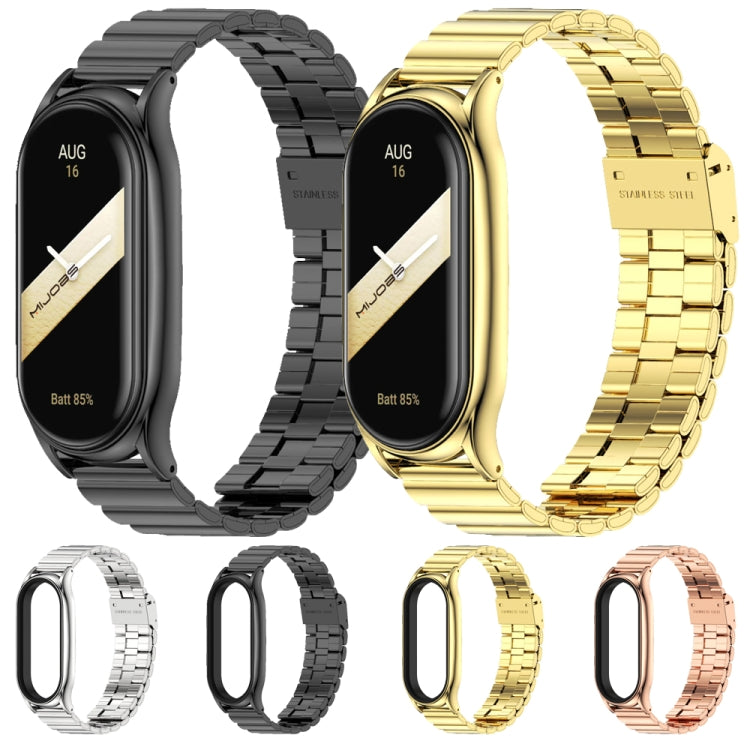 For Xiaomi Mi Band 8 / 9 Mijobs Plus Case Bamboo Buckle Metal Watch Band(Black)