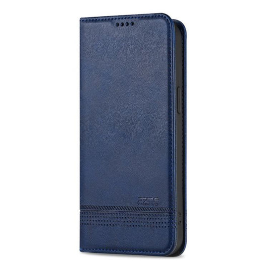 For iPhone 17e / 16e AZNS Magnetic Calf Texture Flip Leather Phone Case(Dark Blue)