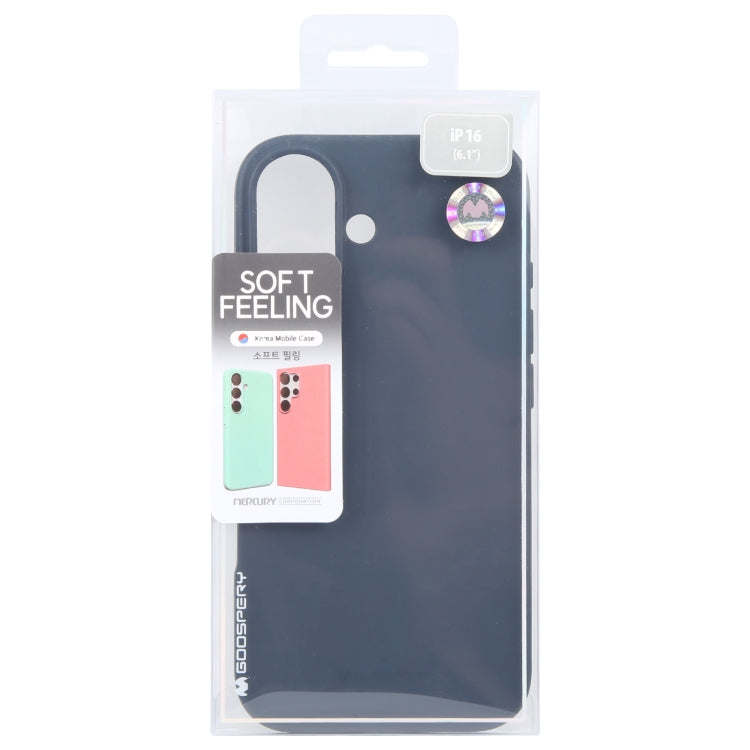 For iPhone 16 Plus GOOSPERY SOFT FEELING Liquid TPU Soft Phone Case(Dark Blue)
