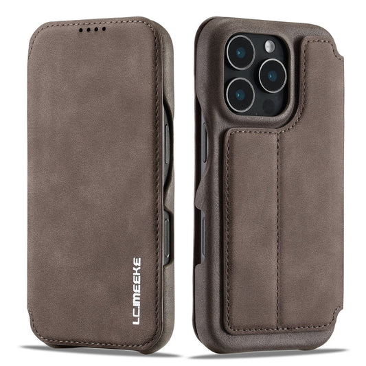 For iPhone 15 Pro LC.IMEEKE Hon Ancient Series Flip Leather Phone Case(Coffee)
