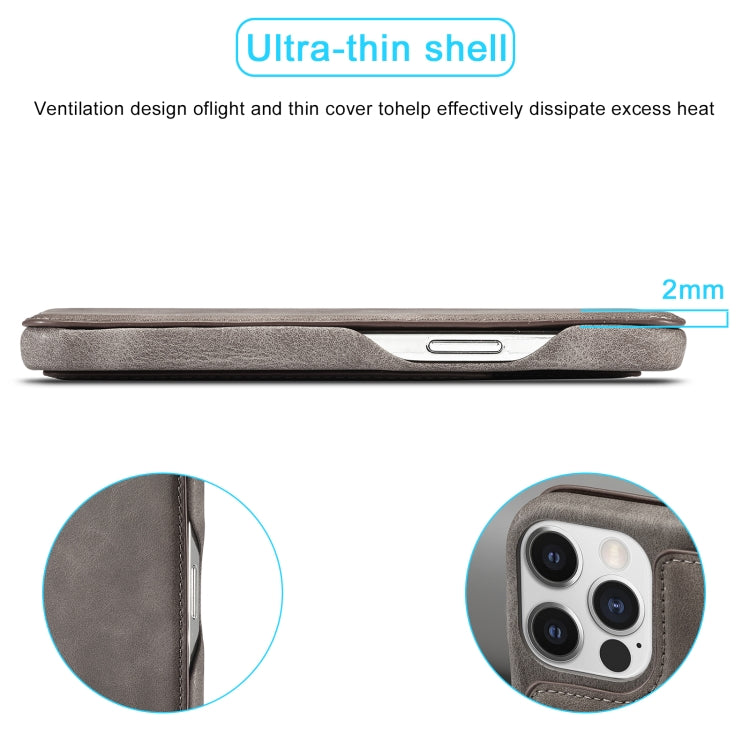 For iPhone 15 Pro LC.IMEEKE Hon Ancient Series Flip Leather Phone Case(Coffee)