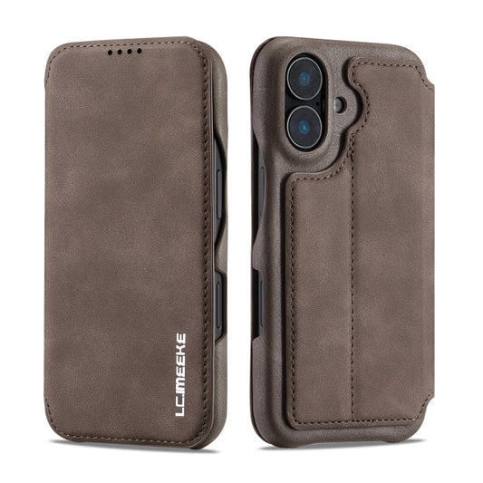 For iPhone 15 Plus LC.IMEEKE Hon Ancient Series Flip Leather Phone Case(Coffee)