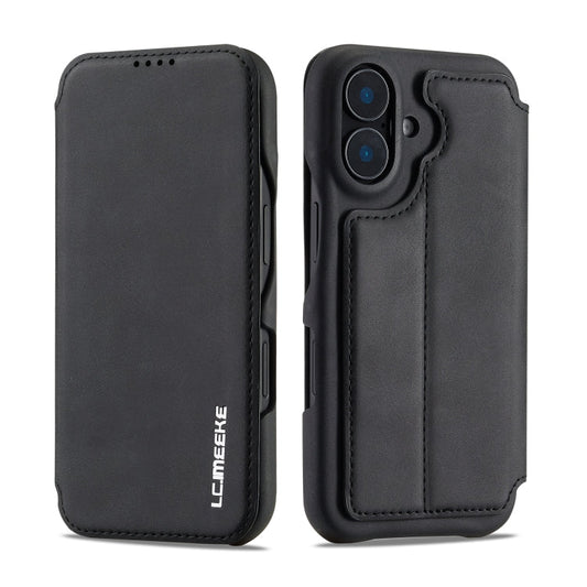Pour iPhone 15 LC.IMEEKE Hon Ancient Series Étui de téléphone en cuir à rabat (noir)