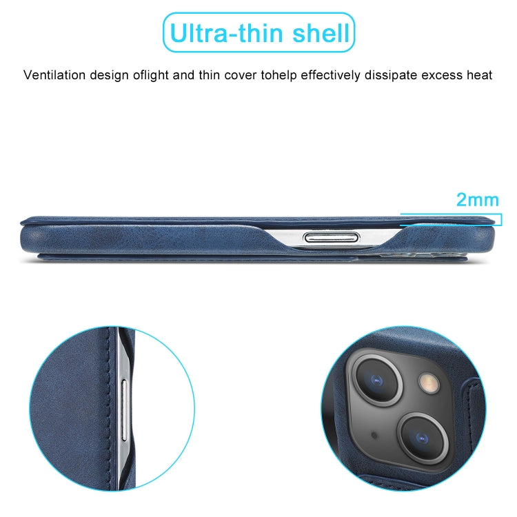 Pour iPhone 15 LC.IMEEKE Hon Ancient Series Étui portefeuille en cuir (bleu)