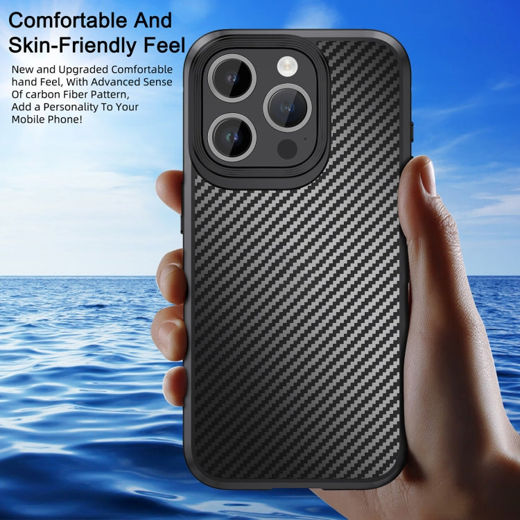 Pour iPhone 15 Pro iPAKY MG Series Étui de protection pour téléphone en fibre de carbone PC + TPU (rouge foncé)