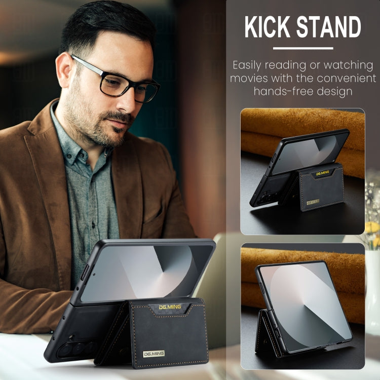 For Samsung Galaxy Z Fold6 DG.MING M2 Series 3-Fold Multi Card Bag + Magnetic Phone Case(Black)