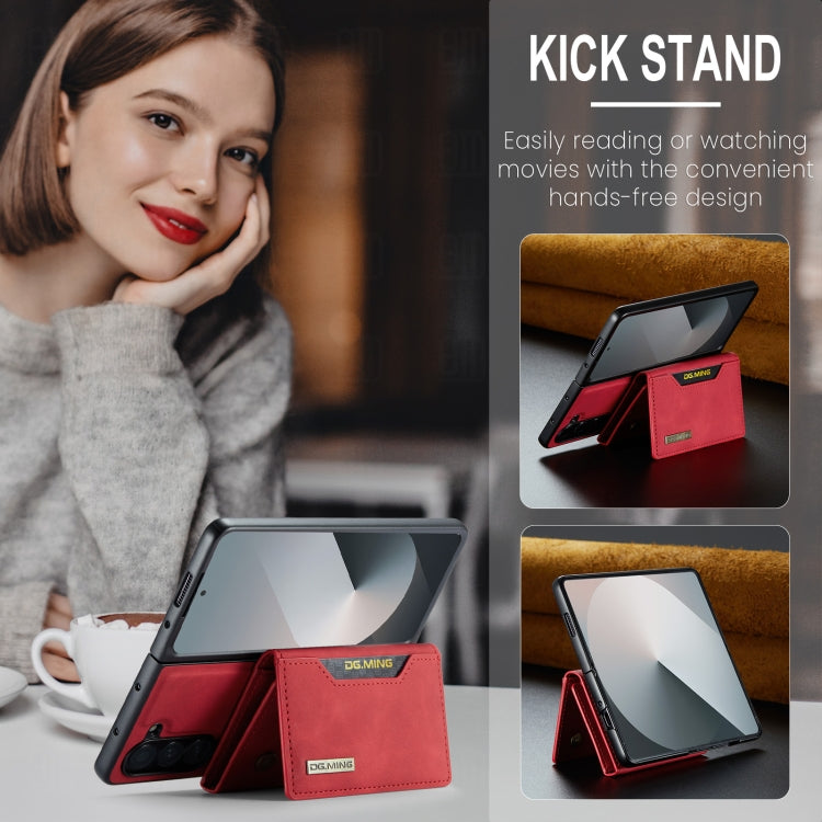 For Samsung Galaxy Z Fold6 DG.MING M2 Series 3-Fold Multi Card Bag + Magnetic Phone Case(Red)